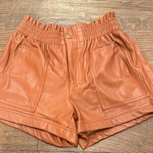 NWT More Brown Women's Faux Leather Shorts
